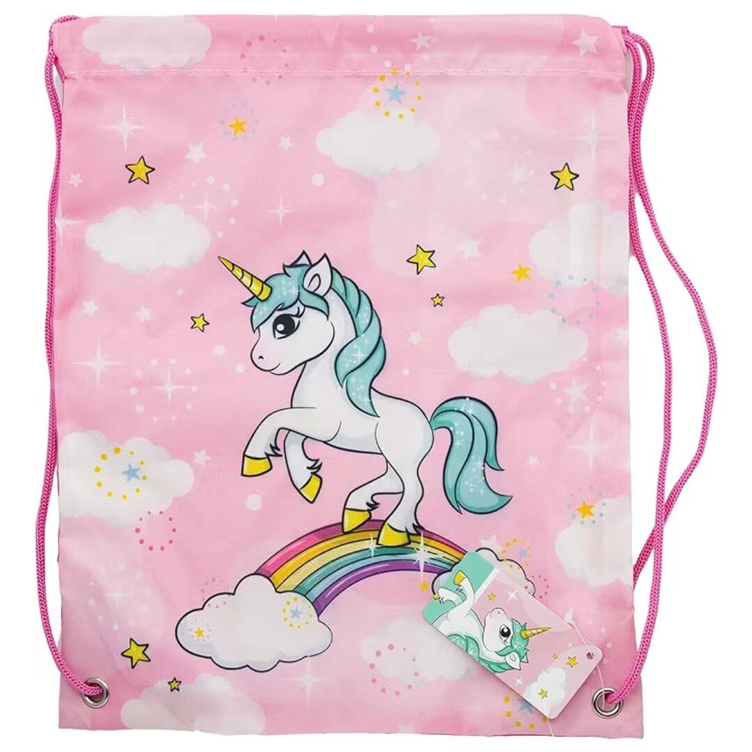 STOR Unicorn Rainbow Drawstring Lunch Bag