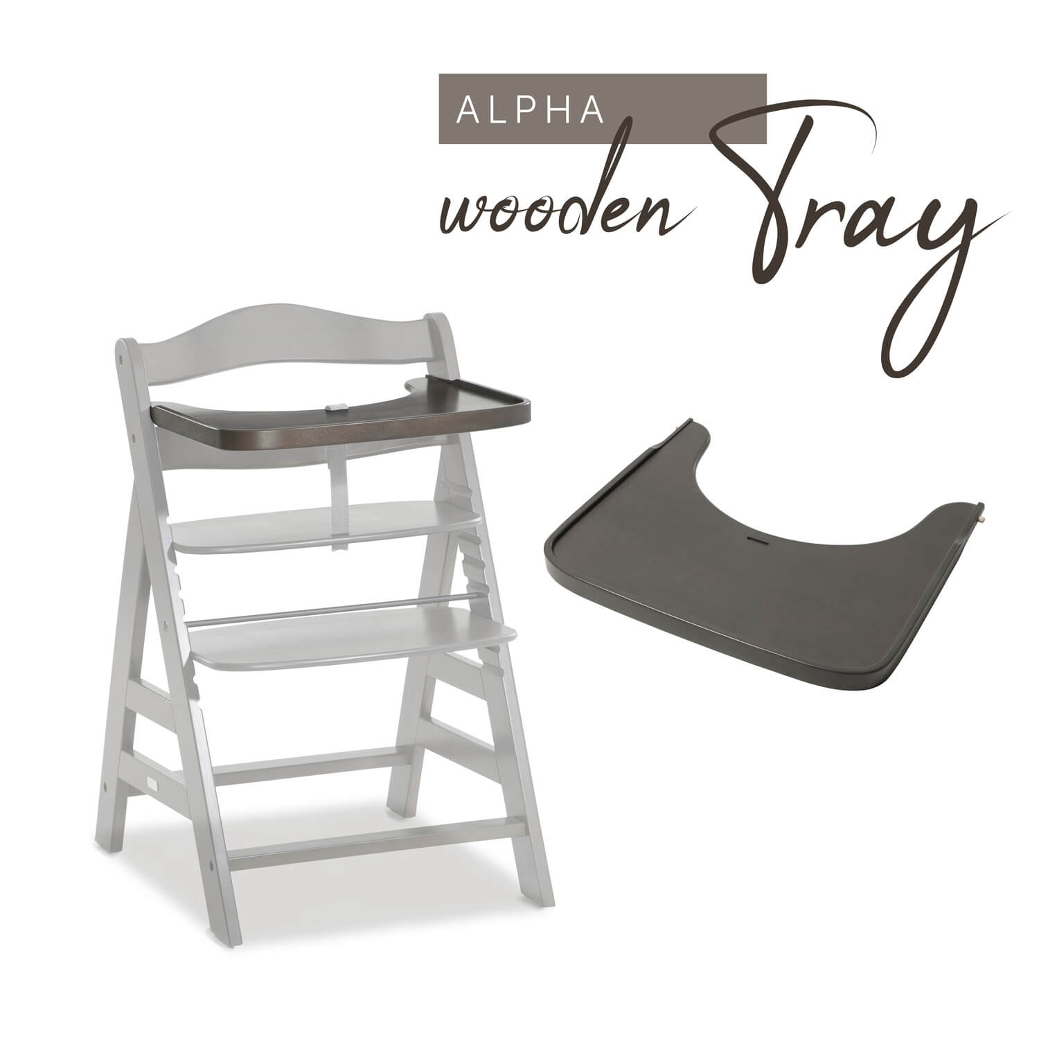 Hauck Alpha Wooden Tray - Charcoal
