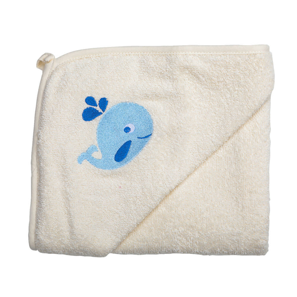 Junior Joy Cream Embroidered Baby Hooded Towel