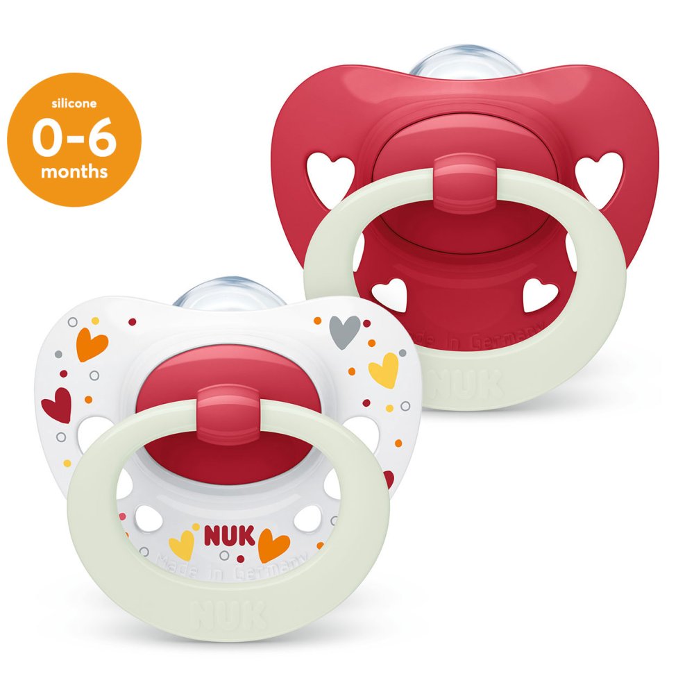 Nuk Signature Night Soother 2 Pack Pink Size 1