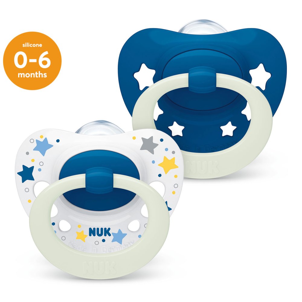 Nuk Signature Night Soother 2 Pack Blue Size 1
