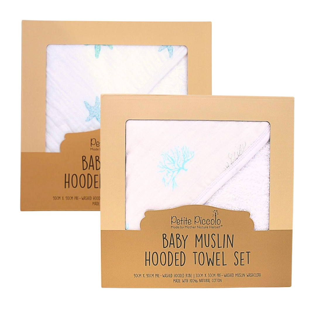 Petite Piccolo Hooded Towel & Washcloth Set