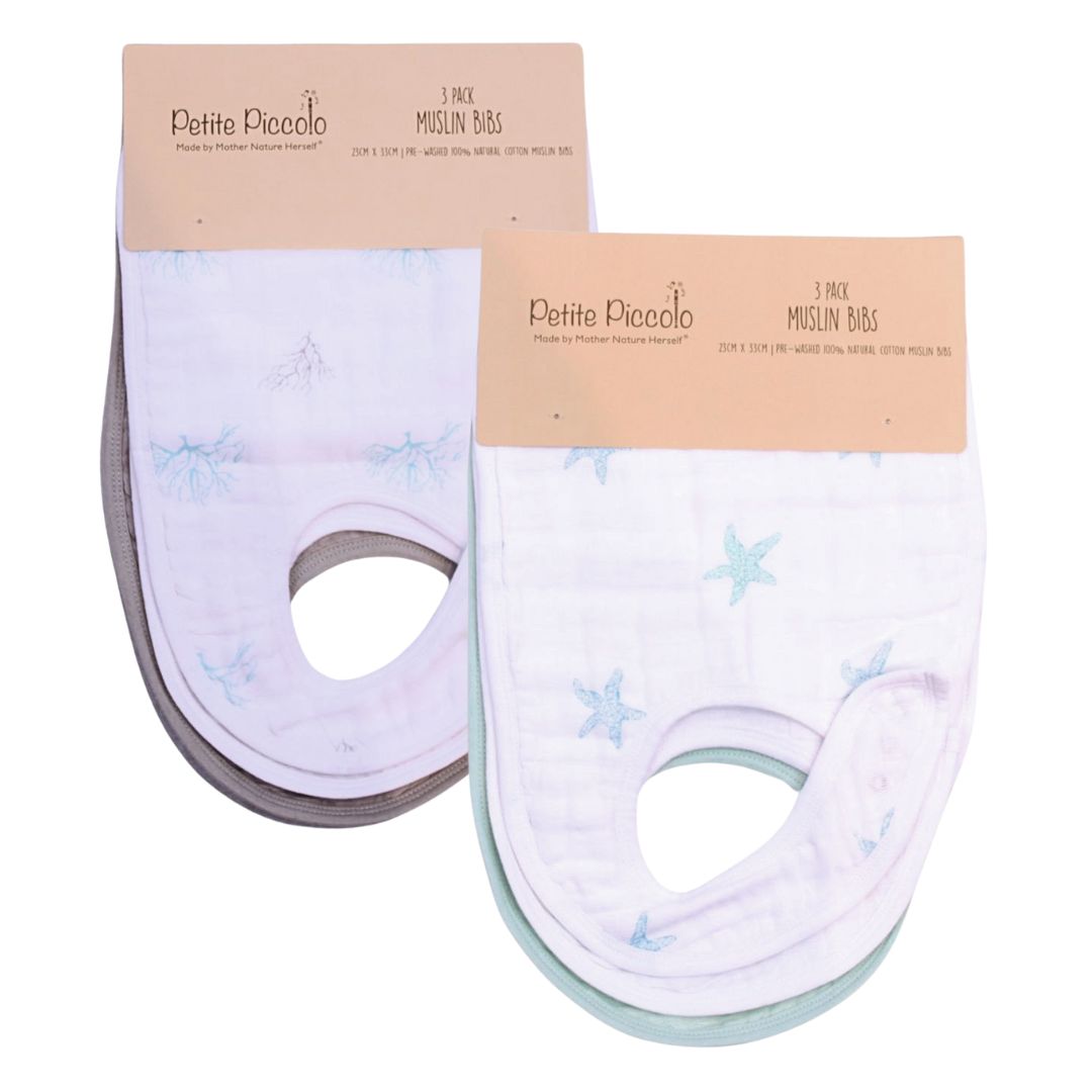 Petite Piccolo Muslin Bibs 2 Pack