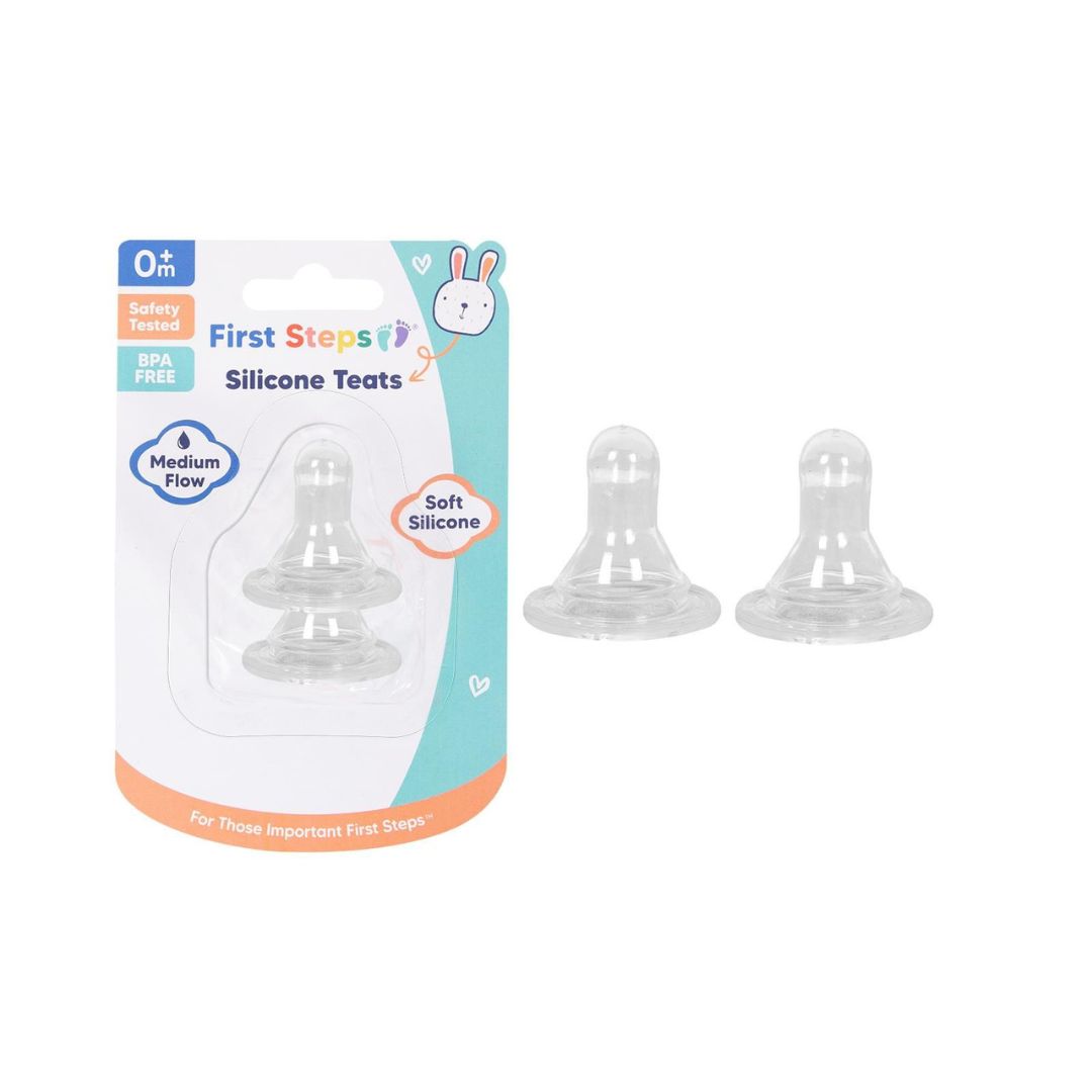 First Steps Silicone Teats Medium - Pack of 2