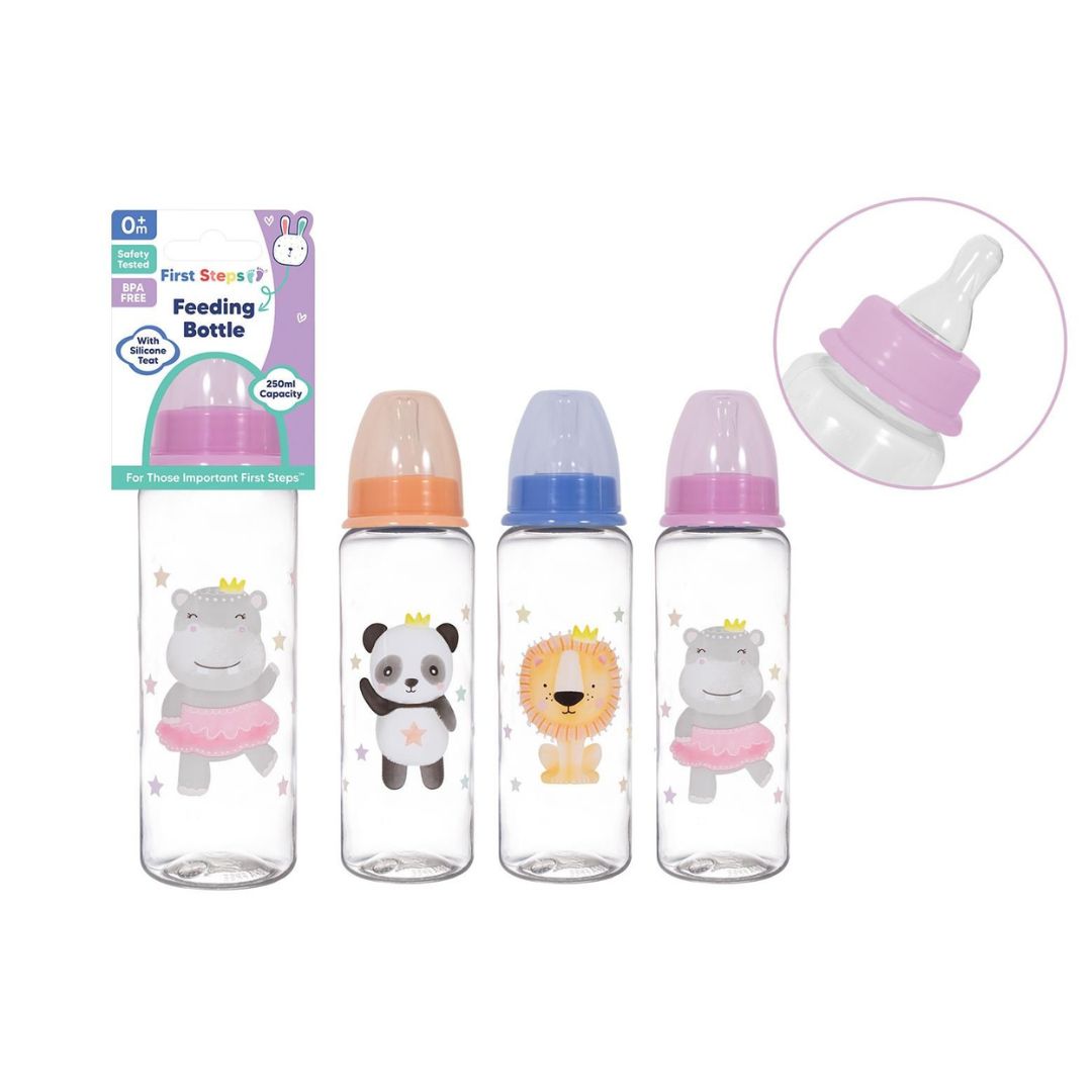 First Steps Baby Feeding Bottle 250ml - 3 Assorted Designs