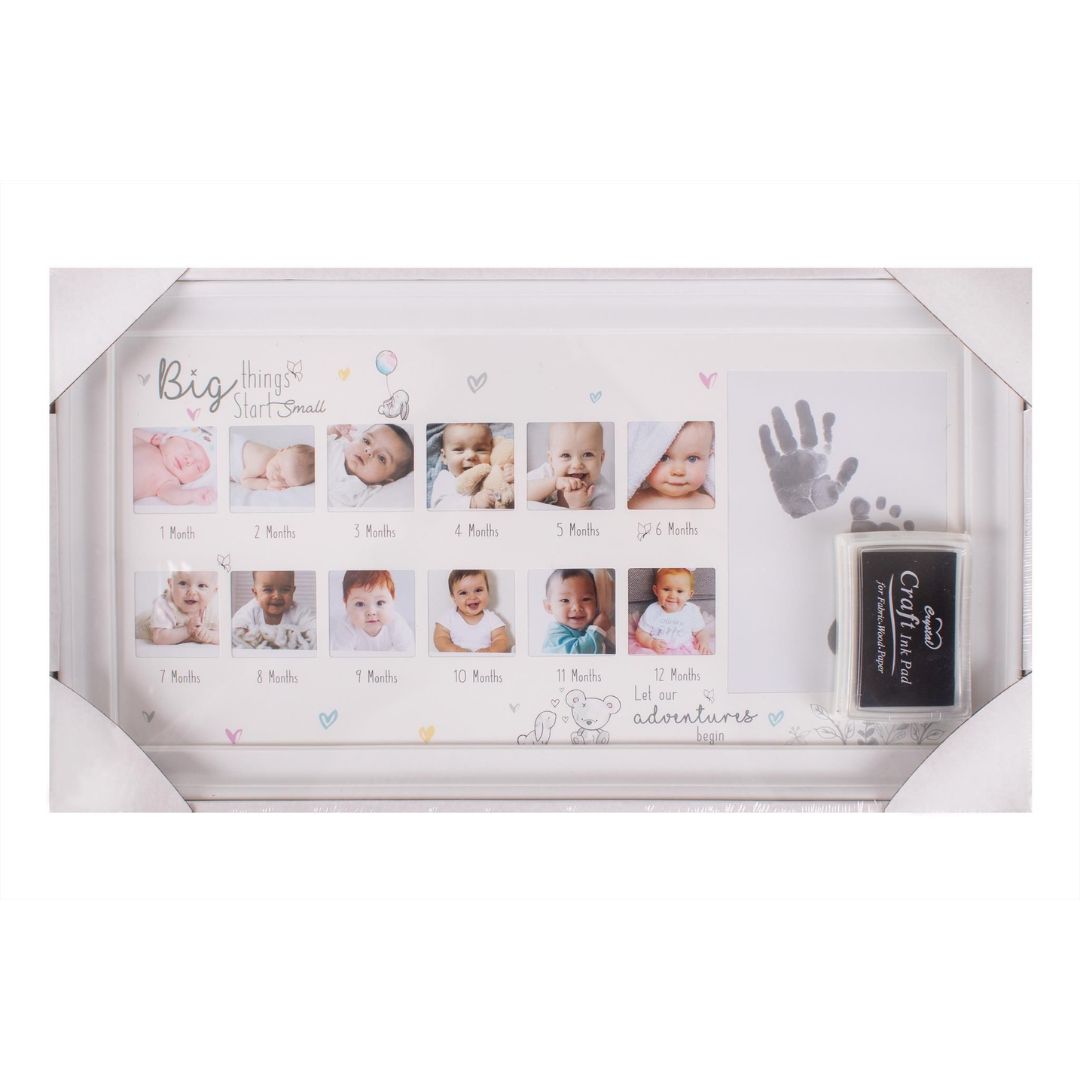 Hugs & Kisses Hand & Foot Print Timeline Photo Frame