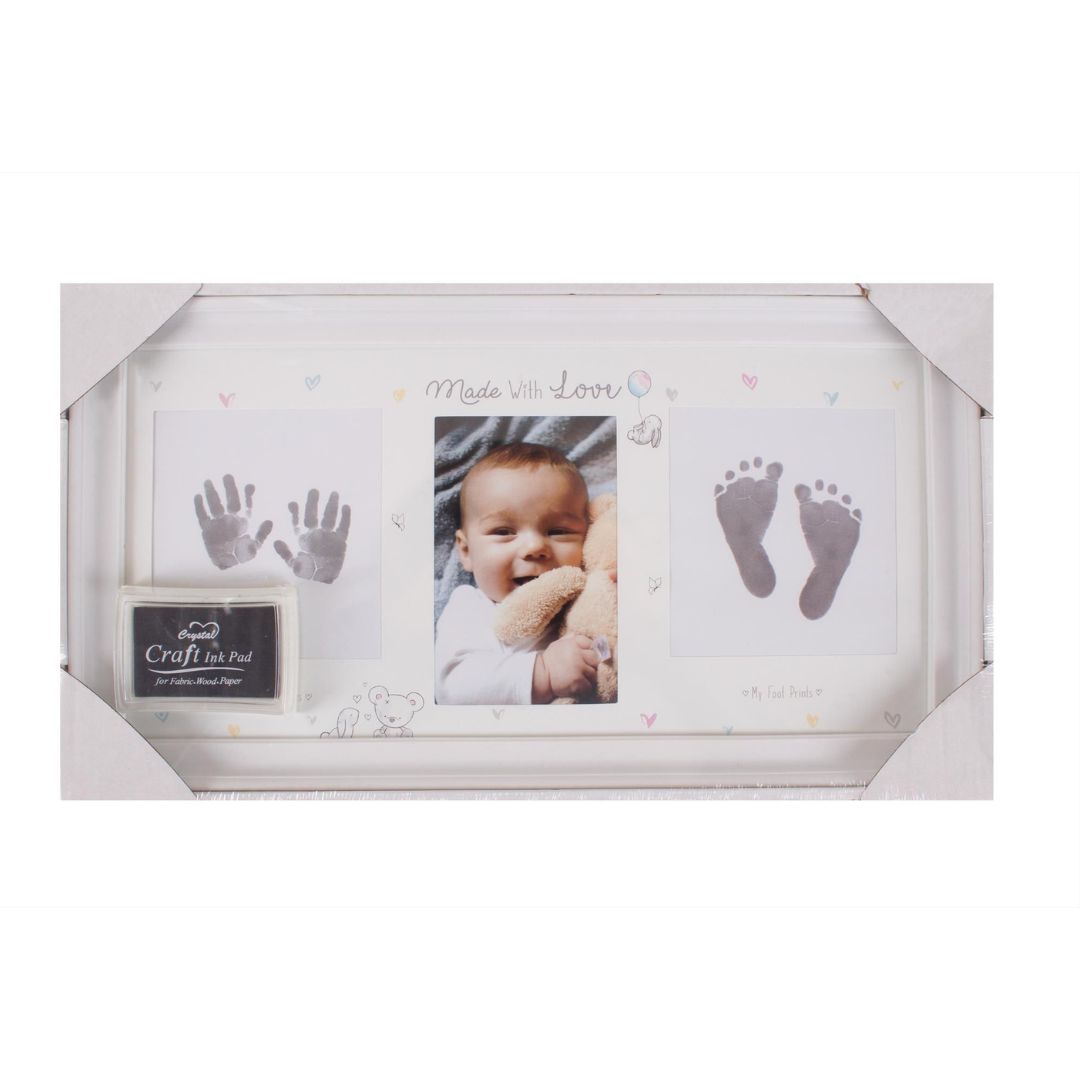 Hugs & Kisses Hand & Foot Print Photo Frame Keepsake