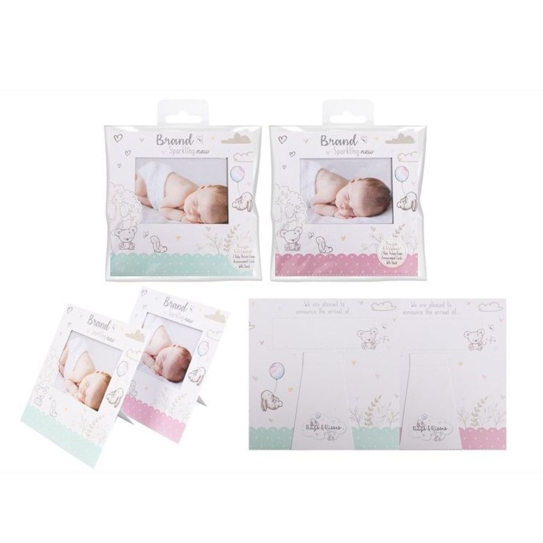Hugs & Kisses New Baby Announcement Cards - Pack of 2