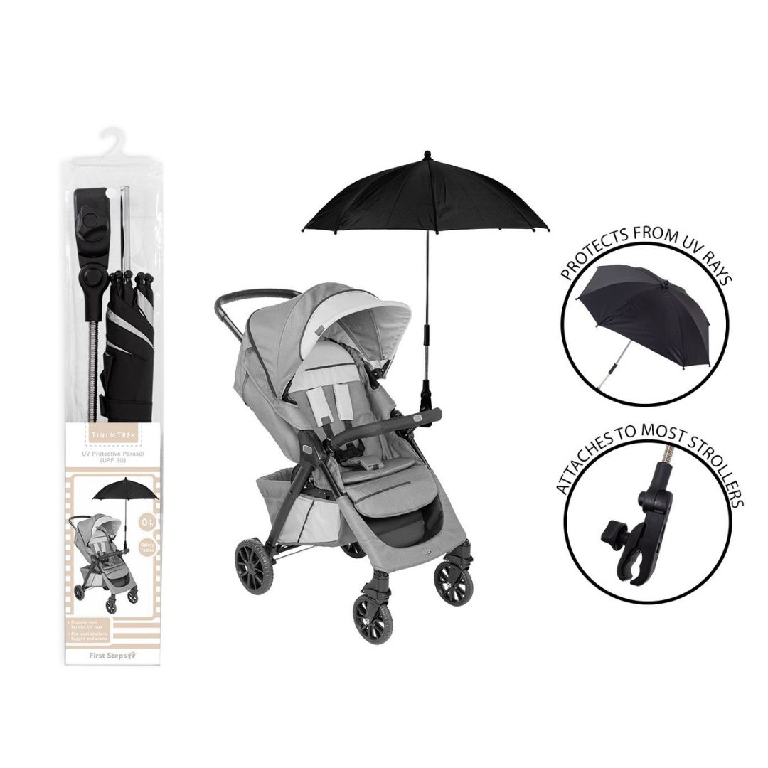 First Steps Travel Clip On Stroller Parasol 16" - Black