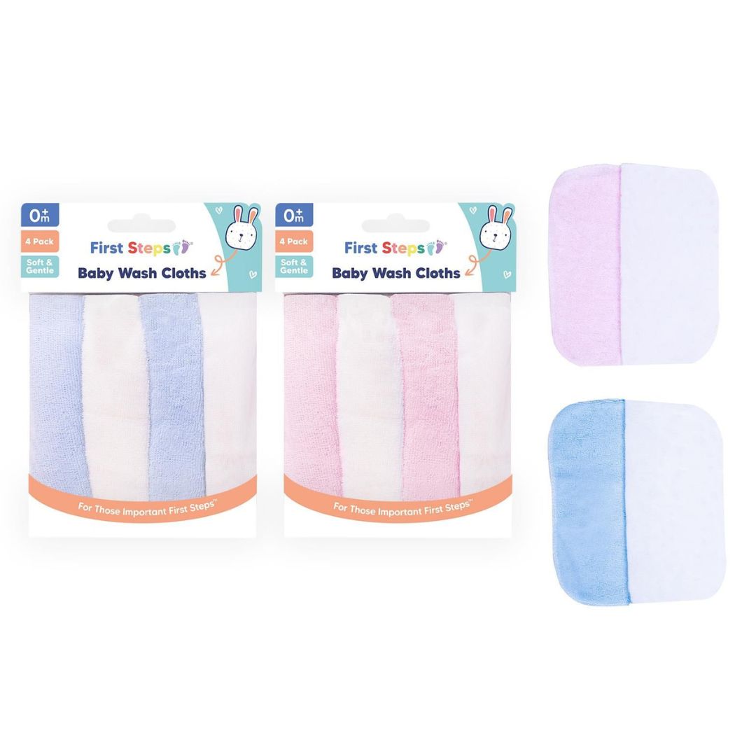 First Steps 4 Pack Baby Wash Cloths