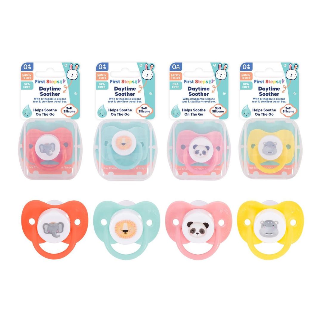 First Steps Day Soother + Steraliser Box - 4 Assorted Designs