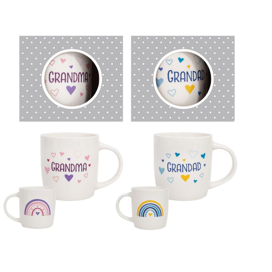 Hugs & Kisses Grandma & Grandad Gift Mugs - 2 Assorted Designs