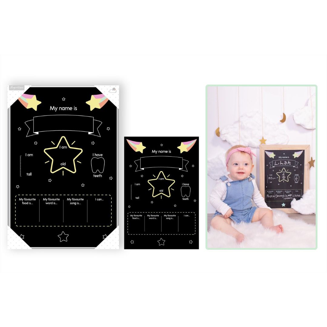 Hugs & Kisses Baby Milestone Chalkboard Tracker