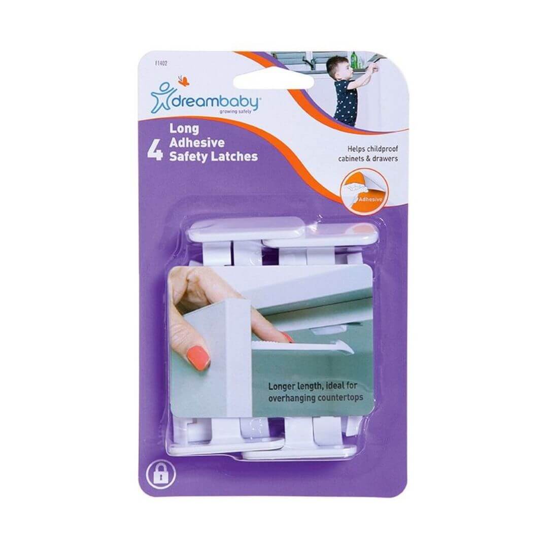 Dreambaby Adhesive Long Safety Latches 4 Pack