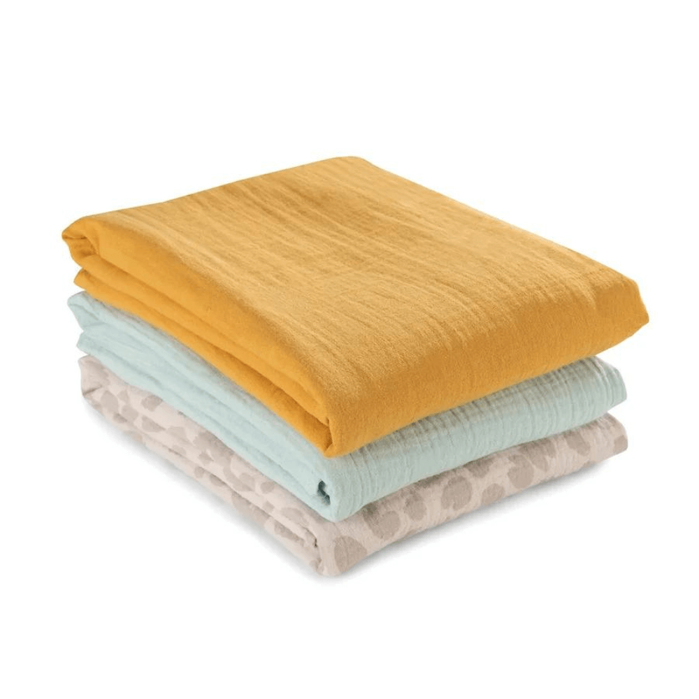 Cuddle N Clean Set of 3 Muslin Cloths in Honey/Mint/Leo Natural