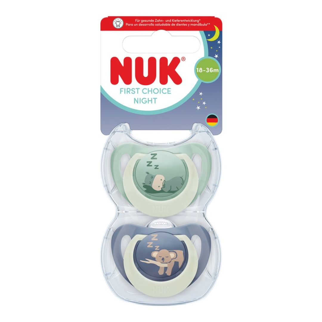 NUK First Choice Night Baby Dummies 0–6 Months –(2 Pack)