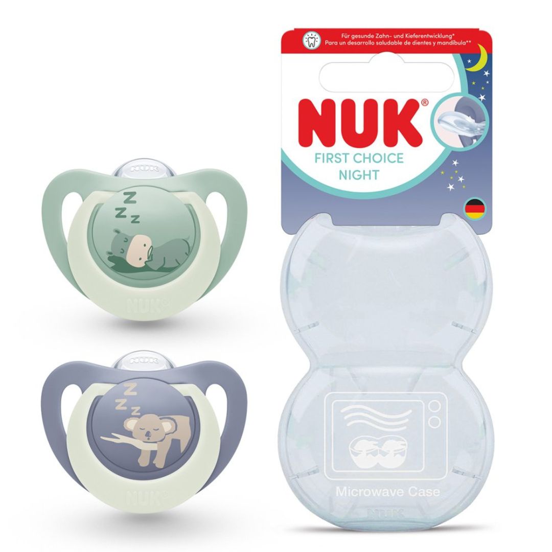 NUK First Choice Night Baby Dummies 6–18 Months –(2 Pack)