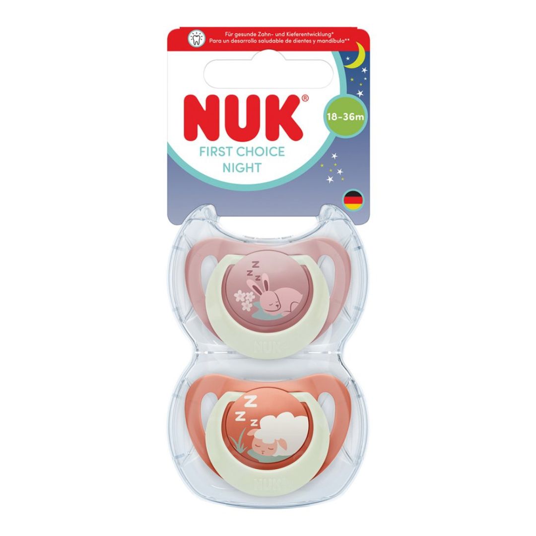NUK First Choice Night Baby Dummies 18–36 Months –(2 Pack)
