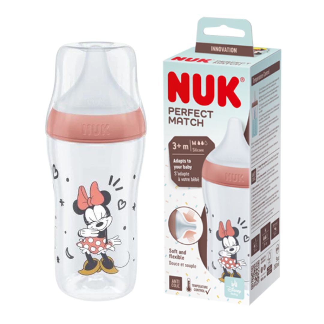 NUK Perfect Match Temperature Control 260ml Bottle Minnie Mouse