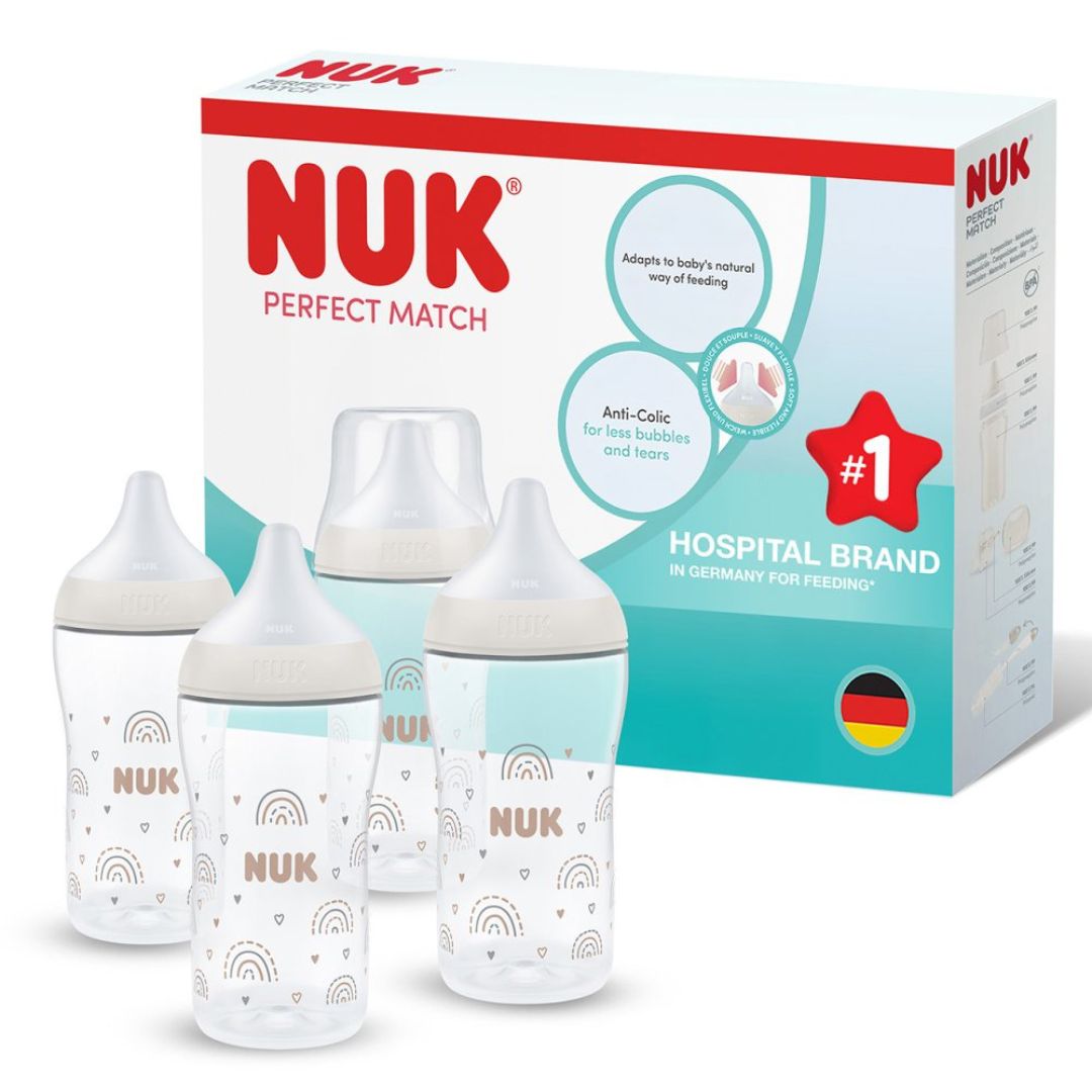 NUK Perfect Match Baby Bottle Set | 0+ Months | 4 x 260ml