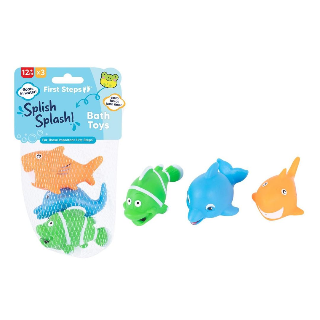 First Steps Splish Splash Fish Bath Toys - 3 Assorted Colours